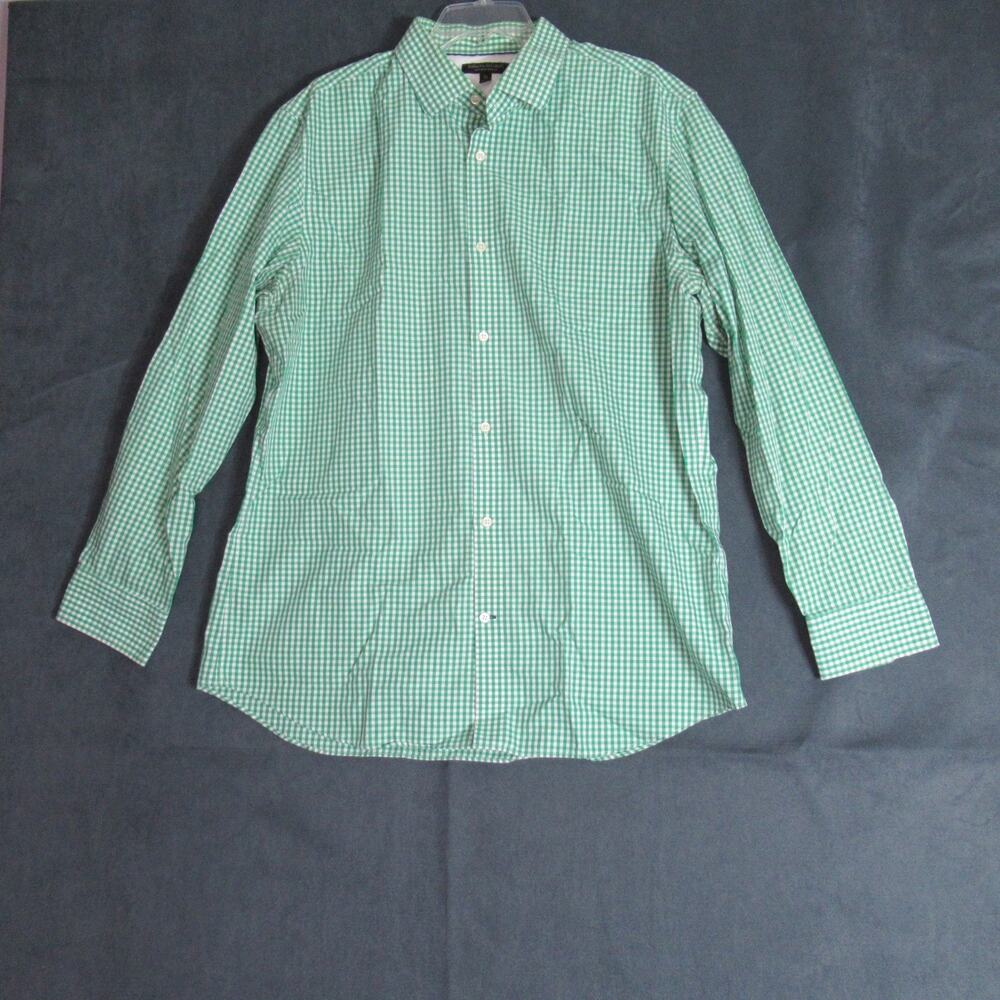 Banana Republic Shirt Mens XL Serenity Green Plaid Button Long Sleeve Preppy